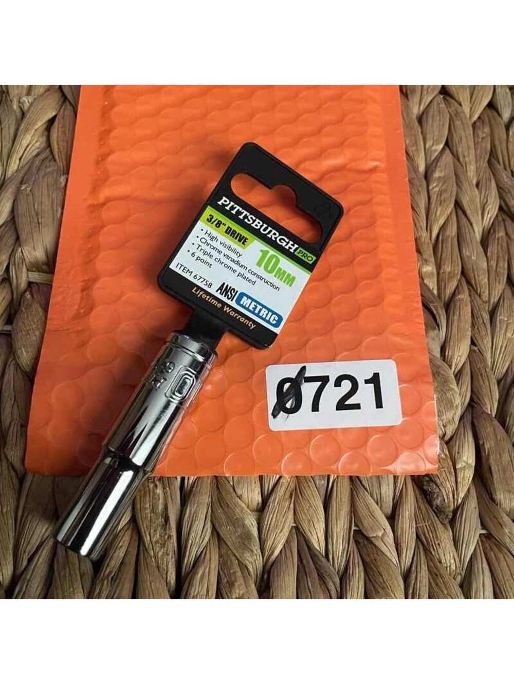 ✅Pittsburgh Pro 10mm Metric Socket 3/8 Drive 6 Point Deep CR-V Tool#️⃣721